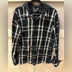 Hollister hooded button do flannel shirt w/hood size M